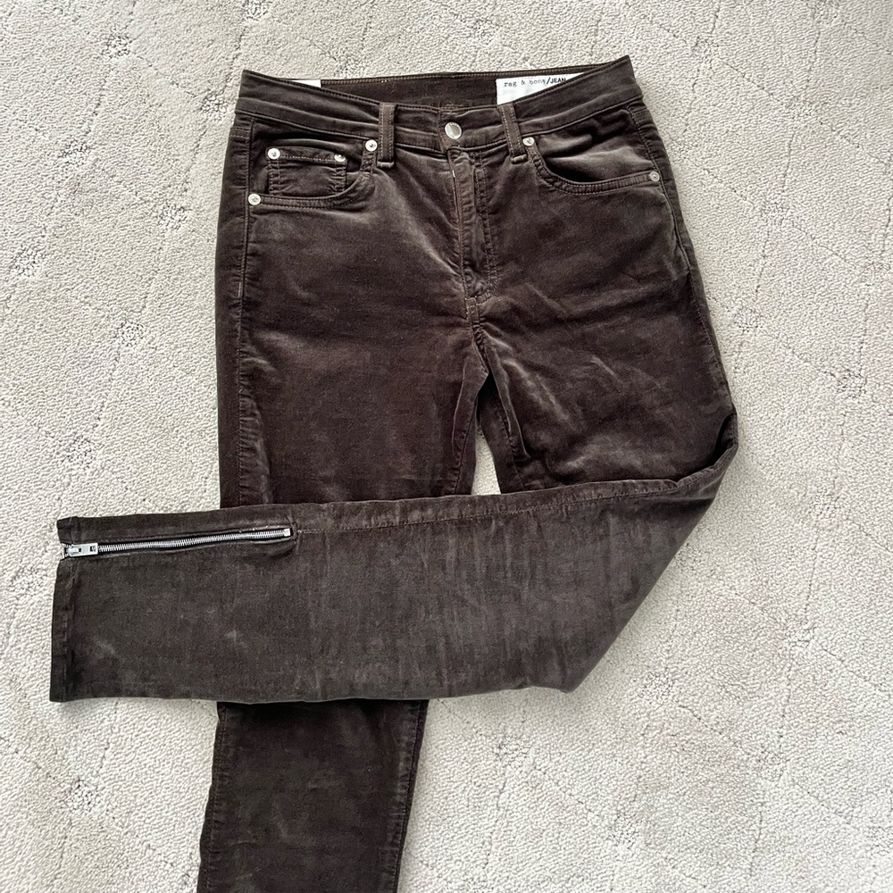 Rag & Bone Velvet Zip-Ankle Jeans